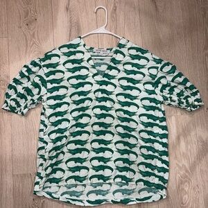 Women's Alligator Print Blouse - Green